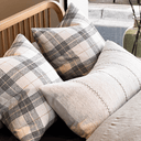 Sky Fall Plaid Cushion | Cognac