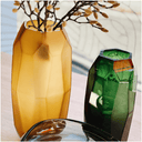 Facet Etched Glass Vase | Citrine