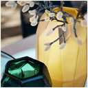 Facet Etched Glass Vase | Citrine