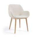 Kylie Timber Leg Dining Chair | Ivory White Boucle