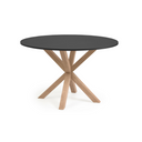 Vega Round Dining Table | Black Top / Natural Legs