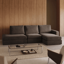 Alea 5 Seater Sofa | Right Hand Chaise | Charcoal Brown