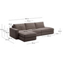 Alea 5 Seater Sofa | Left Hand Chaise | Charcoal Brown