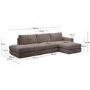 Alea 5 Seater Sofa | Right Hand Chaise | Charcoal Brown