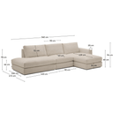 Alea 5 Seater Sofa | Right Hand Chaise | Toasted Beige