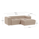 Blok 2 Seater Chaise Sofa | Beige