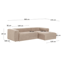 Blok 3 Seater Chaise Sofa | Beige