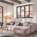 Blok 3 Seater Chaise Sofa | Pink Corduroy