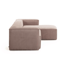 Blok 3 Seater Chaise Sofa | Pink Corduroy