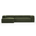 Blok 4 Seater Chaise Sofa | Green Corduroy