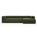 Blok 4 Seater Chaise Sofa | Green Corduroy