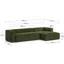 Blok 4 Seater Chaise Sofa | Green Corduroy