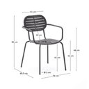 Brai Patio Dining Chair with Arms | Grey