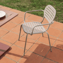 Brai Stackable Patio Chair with Arms | Taupe
