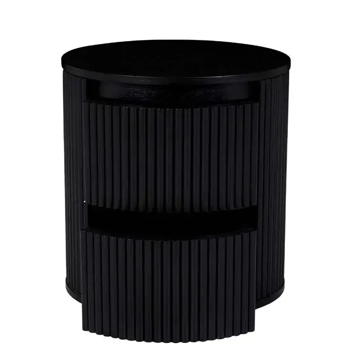 Benjamin Ripple Round Bedside Table Matt Black CLU Living Pty Ltd