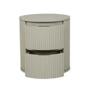 Benjamin Ripple Round Bedside Table | Putty