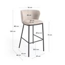 Carly Bar Height Barstool | Ivory