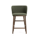 Carly Timber Leg Bench Barstool | Green / Walnut Brown