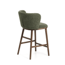 Carly Timber Leg Bench Barstool | Green / Walnut Brown