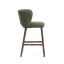 Carly Timber Leg Bench Barstool | Green / Walnut Brown