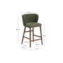 Carly Timber Leg Bench Barstool | Green / Walnut Brown