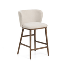 Carly Timber Leg Bench Barstool | Ivory / Walnut Brown