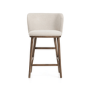 Carly Timber Leg Bench Barstool | Ivory / Walnut Brown