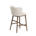 Carly Timber Leg Bench Barstool | Ivory / Walnut Brown