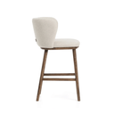 Carly Timber Leg Bench Barstool | Ivory / Walnut Brown