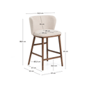 Carly Timber Leg Bench Barstool | Ivory / Walnut Brown