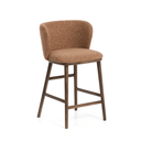Carly Timber Leg Bench Barstool | Terracotta / Walnut Brown