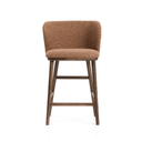 Carly Timber Leg Bench Barstool | Terracotta / Walnut Brown