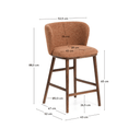 Carly Timber Leg Bench Barstool | Terracotta / Walnut Brown