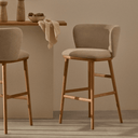 Carly Timber Leg Bench Barstool | Oatmeal