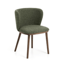 Carly Timber Leg Dining Chair | Green / Walnut Brown