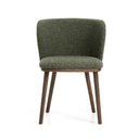 Carly Timber Leg Dining Chair | Green / Walnut Brown