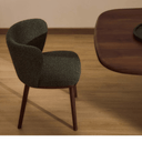Carly Timber Leg Dining Chair | Green / Walnut Brown