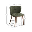 Carly Timber Leg Dining Chair | Green / Walnut Brown