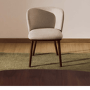 Carly Timber Leg Dining Chair | Ivory / Walnut Brown