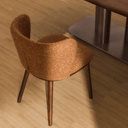 Carly Timber Leg Dining Chair | Terracotta / Walnut Brown