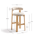 Hill Bar Height Barstool | Ivory / Natural Ash