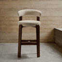 Hill Bar Height Barstool | Ivory / Walnut Brown