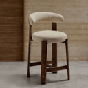 Hill Bench Barstool | Ivory / Walnut Brown