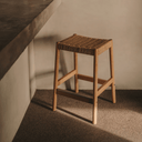 Halden Backless Bench Barstool | Natural Oak