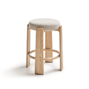 Hill Backless Bench Barstool | Ivory / Natural Ash
