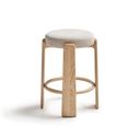 Hill Backless Bench Barstool | Ivory / Natural Ash
