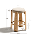 Hill Backless Bench Barstool | Ivory / Natural Ash
