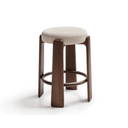 Hill Backless Bench Barstool | Ivory / Walnut Brown