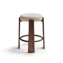 Hill Backless Bench Barstool | Ivory / Walnut Brown
