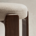 Hill Backless Bench Barstool | Ivory / Walnut Brown